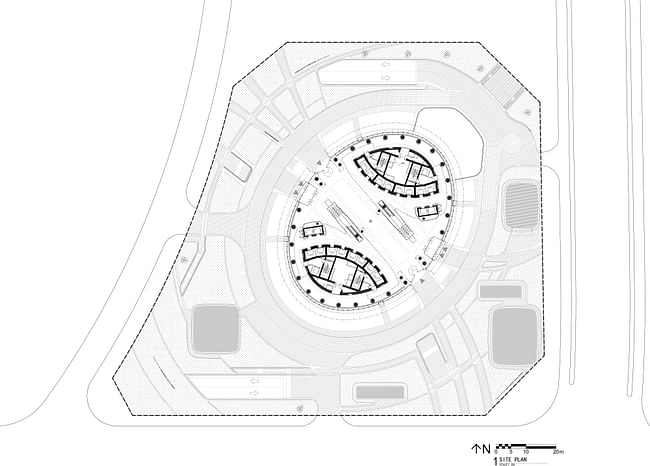Leeza SOHO, Site PLan. Image courtesy of Zaha Hadid Architects.