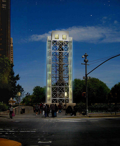 A rendering of Tatzu Nishi’s concept for “Discovering Columbus” at Columbus Circle in Manhattan via Tatzu Nishi and the Public Art Fund.