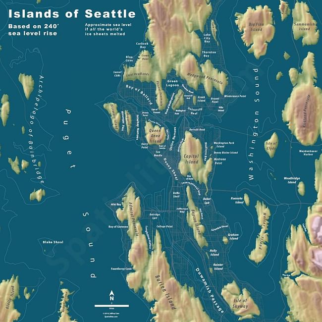 The city of Seattle rendered into an island chain. Credit: Jeremy Linn via CityMetric