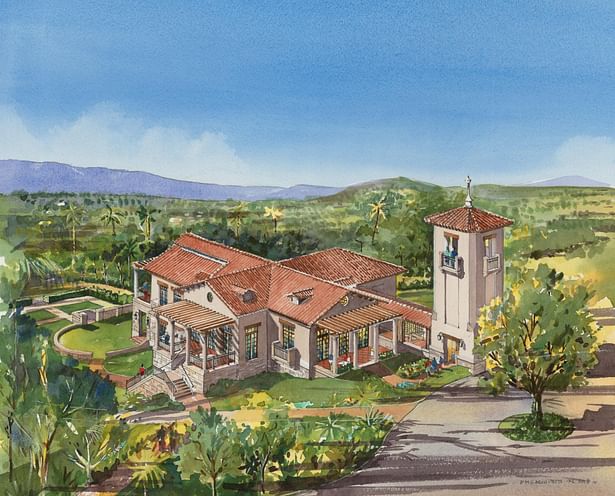 Rendered aerial of the proposed visitor center