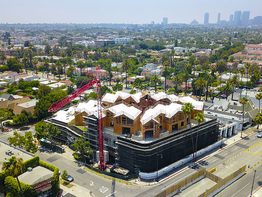 Aerial view of the 8600 Wilshire 'Gardenhouse' site in Beverly Hills. Image: MAD Architects.