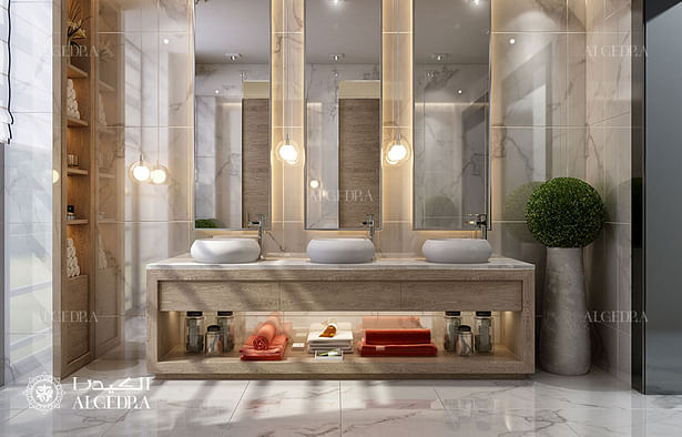 Guest bathroom design in luxury villa