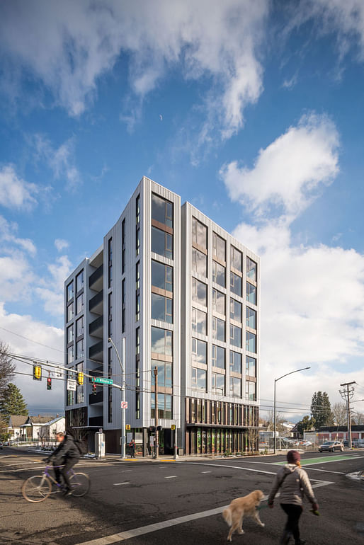 Carbon 12 in Portland, Oregon is the tallest building in the United States made with mass timber. Courtesy of Kaiser + Path
