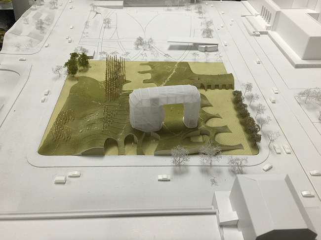 A model of the park proposal by Eric Owen Moss Architects. Credit: Eric Owen Moss Architects via City of Los Angeles