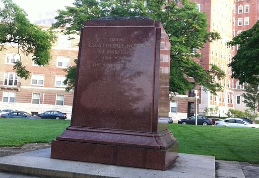 View of the Confederate Womens Memorial in Baltimore that was partially taken down in 2017. Photo courtesy of Wikimedia user<a href="https://upload.wikimedia.org/wikipedia/commons/thumb/1/11/ConfederateWomensMemorial_16_Aug_2017.jpg/1936px-ConfederateWomensMemorial_16_Aug_2017.jpg">BalPhot</a>