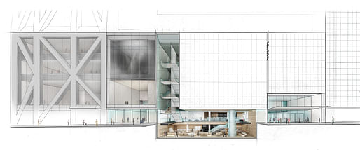 Sectional perspective showing the proposed additions to the Museum of Modern Art complex. Image courtesy of Diller Scofidio + Renfro.