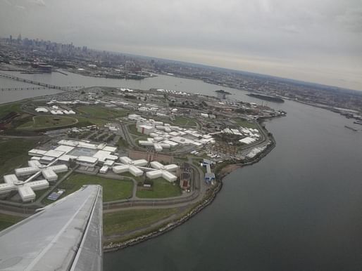 Aerial view of Rikers Island, Image courtesy of Wikimedia user Tim Rodenberg.