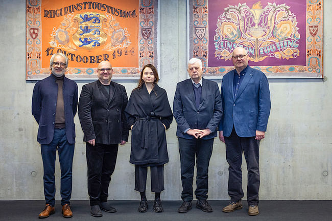 Five generations of deans. From the left, professors Jüri Soolep, Veljo Kaasik, Sille Pihlak, Toomas Tammis, Andres Ojari. Photo by Tanja Muravskaja
