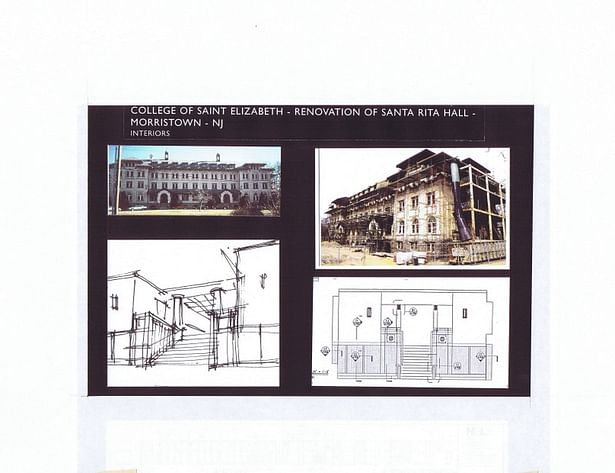 Exist. Bldg. under construction/renovation, Sketch and Int. Elev. of Main Stair