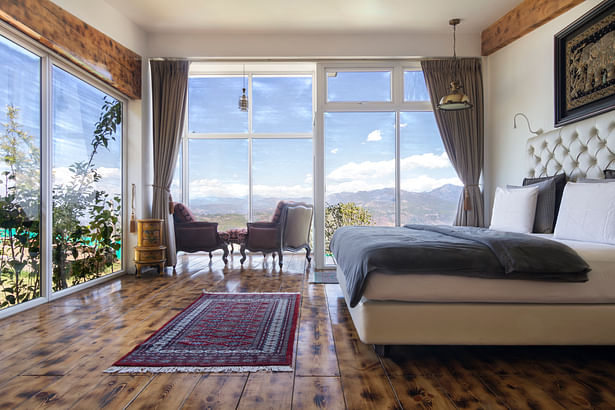 Bedroom overlooks the Northern Mountains