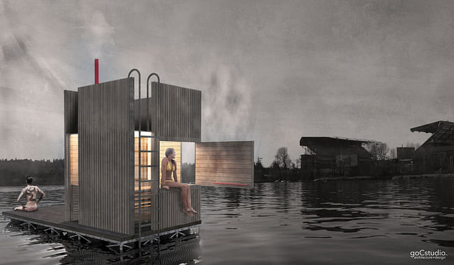 It was smooth sailing for Seattle-based goCstudio's 'wa_sauna' campaign, which aims to bring their wood-fired floating sauna project to life by next summer. Image courtesy of goCstudio.