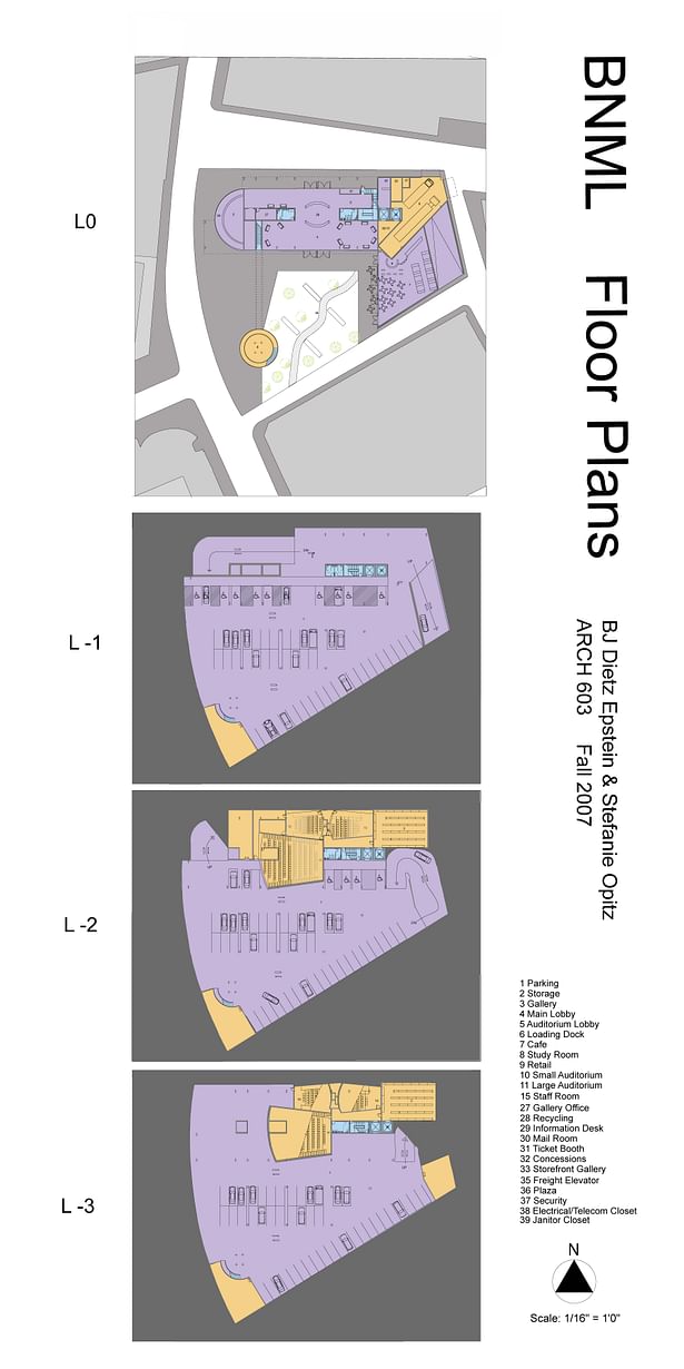 BNML Floor plans, ground level and below