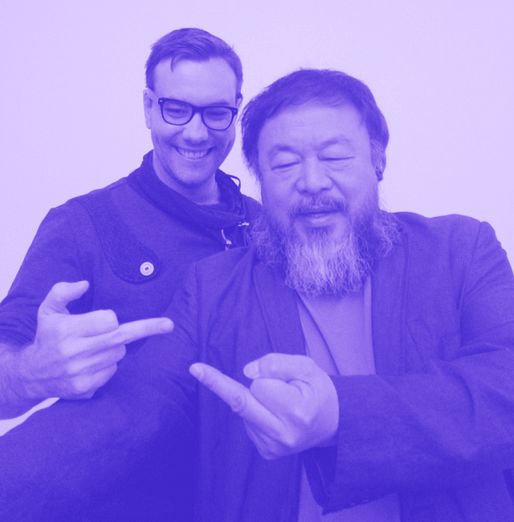 Selfie dissident style: hacktivist Jacob Appelbaum and artist Ai Weiwei. (Photo: Heather Corcoran; Image via fusion.net)