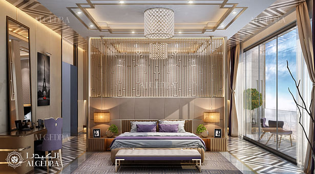 Master bedroom in luxury villa design