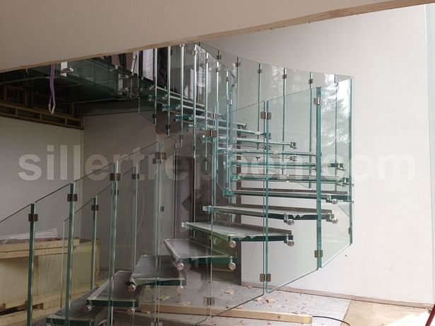 site picture of floating glass stair