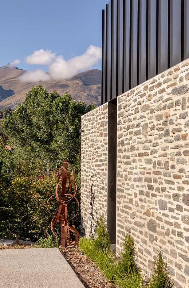 Lake Hayes Home, Queenstown, by Ben Hudson Architects - traditional stone wall detail