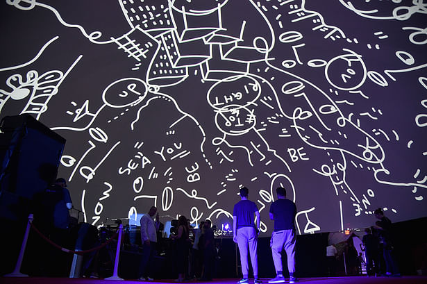 Immersive projection in the Faena Dome made by Polidomes