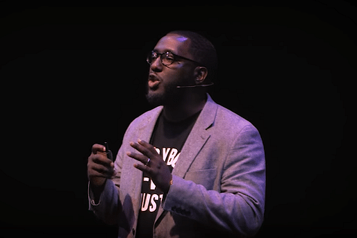 Architect Michael Ford during his Hip Hop Architecture TEDx Talk last year. Screenshot via YouTube.