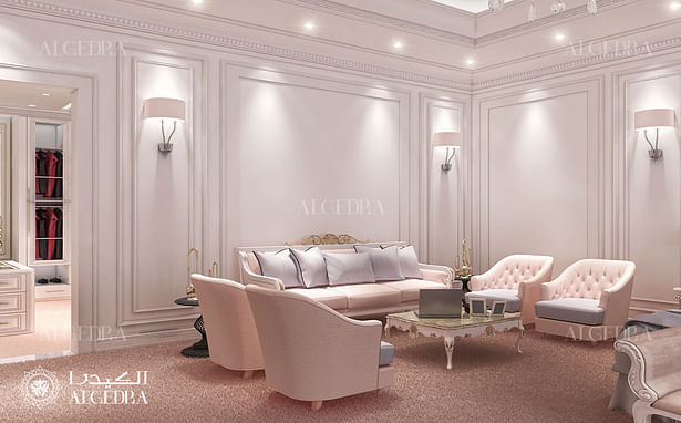 Bedroom sitting area in luxury villa