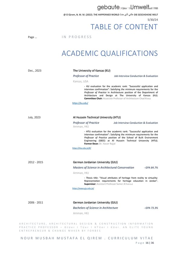 Academic qualifications