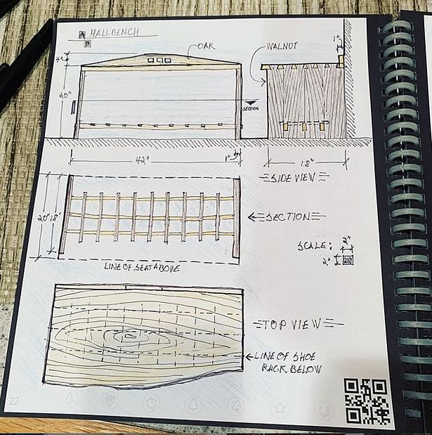 sketch of bench