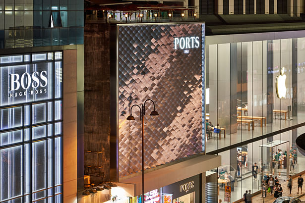 Facade reflecting Hong Kong illumination