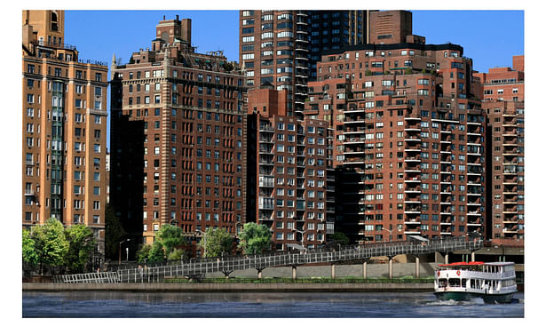 Contextual rendering of proposed ramp structure along East River waterfront.