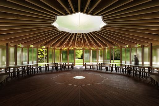 Serpentine Pavilion 2023 designed by Lina Ghotmeh — Architecture. Photo © Lina Ghotmeh — Architecture. Courtesy of Serpentine