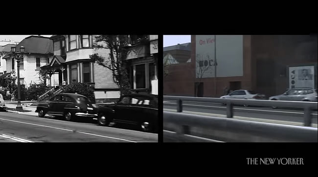 Still from Keven McAlester's short film Seventy Years of Los Angeles, Then and Now for The New Yorker. (Source: YouTube)