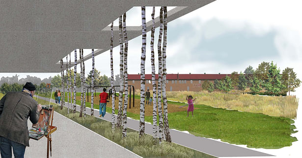 Building Perspective - Open Air Pavilion and Playground