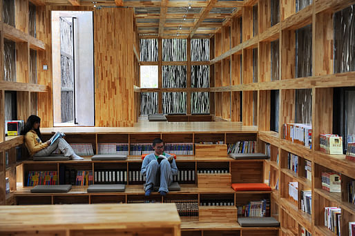 Interior of <a href="http://archinect.com/features/article/59982286/showcase-liyuan-library-by-li-xiaodong-atelier">Liyuan Library by Li Xiaodong/Atelier</a>, courtesy of the architect.