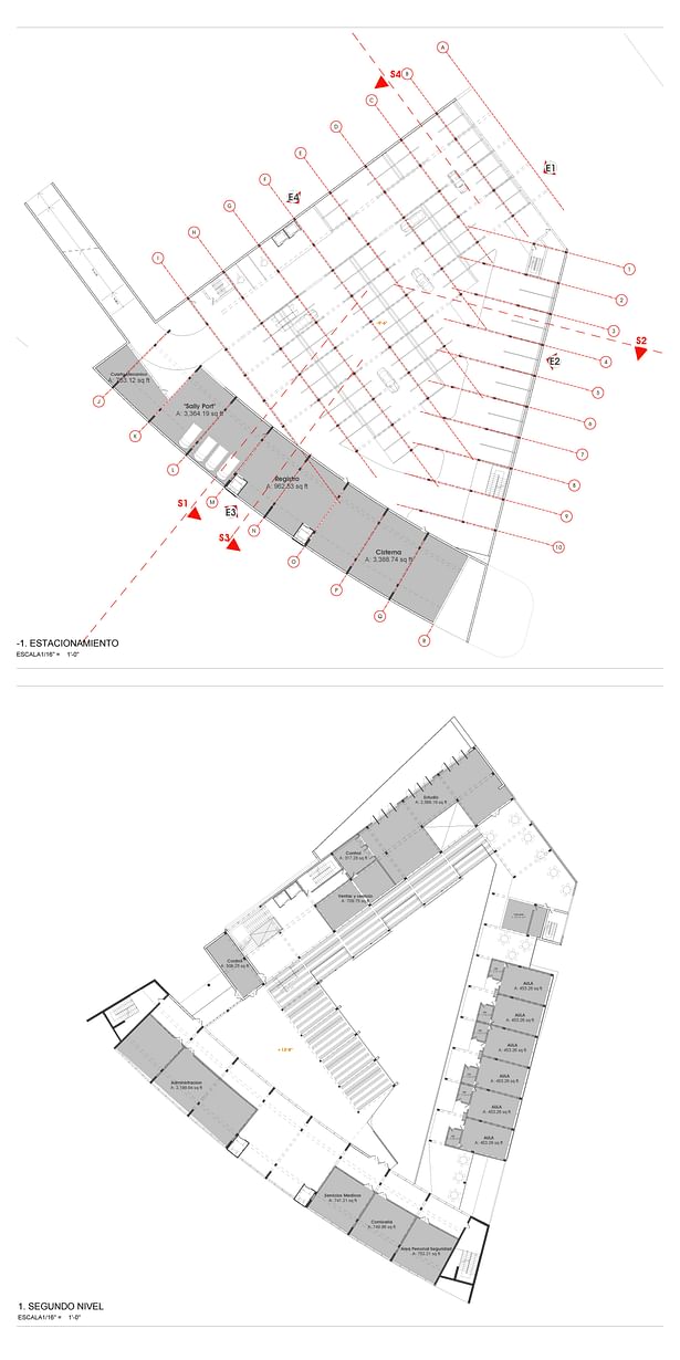 Parking Sub-floor & 2nd Floor : Academic & Production Programs