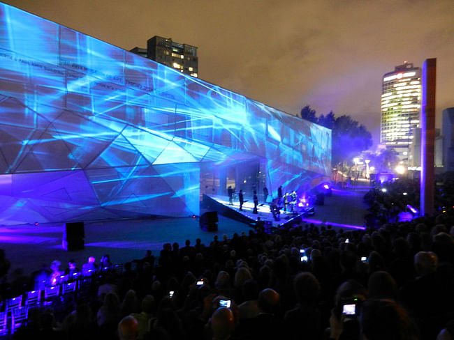 Opening ceremony projections by Locomotion Design; photo: Preston Scott Cohen