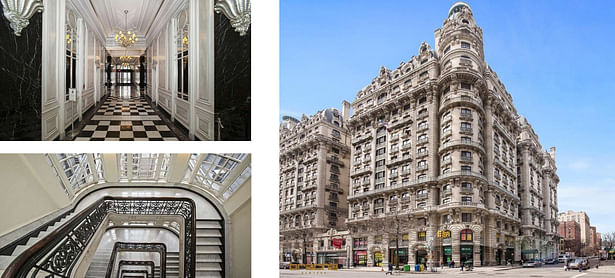 The Ansonia building's black and white beaux arts interior inspired the design of the new clinic.