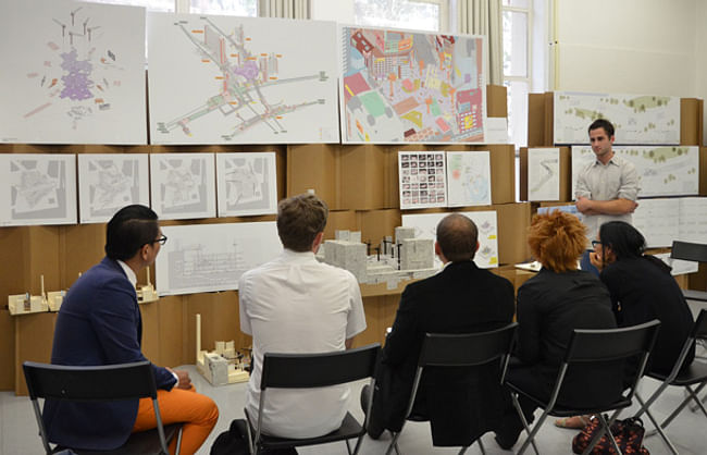 Roving panel visits Kevin Daly's research studio, 'Staging the New Normal', image via UCLA AUD.