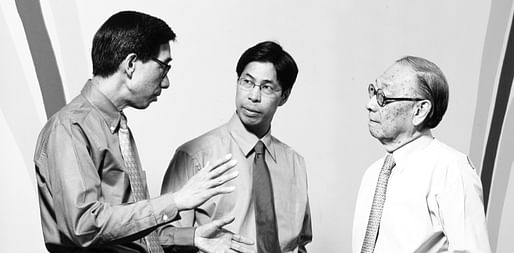 I. M. Pei (pictured on the right) with his sons Chien Chung (Didi) Pei and Li Chung (Sandi) Pei, founding partners of New York-based Pei Architecture. Photograph courtesy PEI Architects 