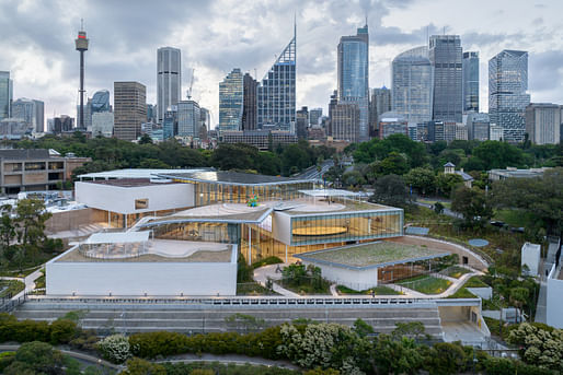 Aerial view of the Art Gallery of New South Wales’ new building designed by SANAA. Image © Iwan Baan/Courtesy of SANAA | The Art Gallery NSW.