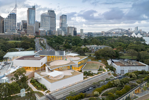 Aerial view of the Art Gallery of New South Wales’ new building designed by SANAA. Image © Iwan Baan/Courtesy of SANAA | The Art Gallery NSW.