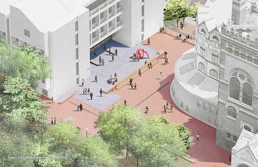 View of the redesigned Weitzman plaza that will front the university's School of Design buildings. Image courtesy of University of Pennsylvania. 