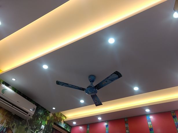 Modern theme, one of most popular POP false ceiling design made by Aspire Interiors, False Ceiling manufacturers, service providers, suppliers in Faridabad, Gurgaon Delhi NCR.