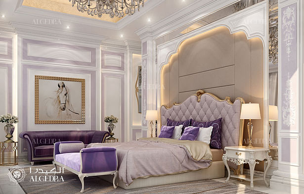 Master bedroom interior in luxury villa