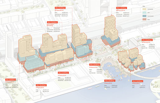 Site plan for the Sidewalk Labs Quayside development. Image courtesy of Picture Plane for Heatherwick Studio and Sidewalk Labs