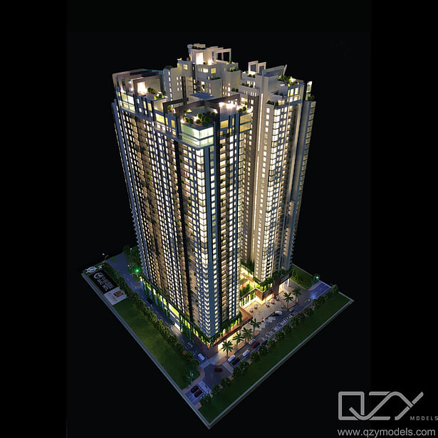 Architectural Model of AVIC Luxury Apartments - Night View