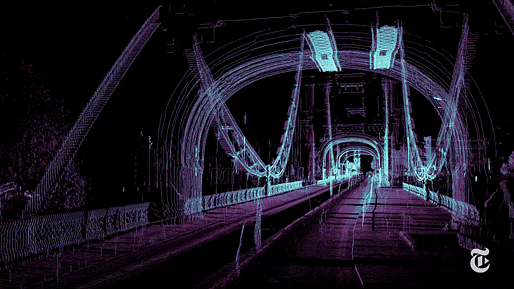 A 3-D laser scanner was driven through London to see how it interprets — and misinterprets — its environment. Screenshot via Vimeo.