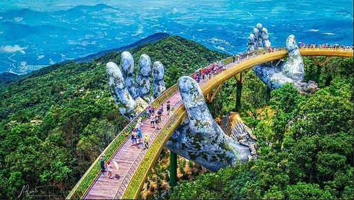 The Golden Bridge at the Ba Na Hills mountain resort in Da Nang, Vietnam. Photo via Review Da Nang/Facebook.