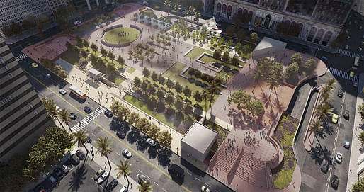 Proposed modifications for Pershing Square, Phases 1 & 2. Image: Agence Ter/Gruen Associates.