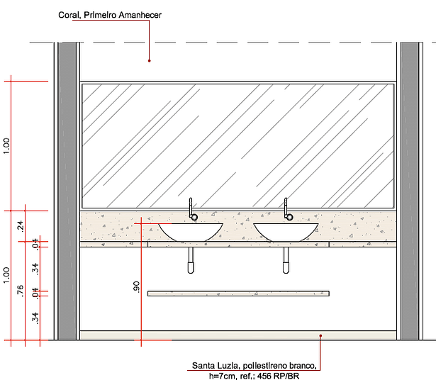 Bathroom front view (party lounge) - AutoCad