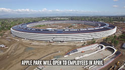 An exquisite drone tour over Apple's new campus reveals the pond, furniture, + a new theater