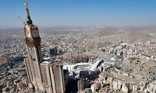 Arabian heights ... the Abraj al-Bait looms over the Grand Mosque and Kaaba in Mecca, Saudi Arabia. Photograph: Fayez Nureldine/AFP/Getty