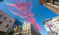 Janet Echelman’s 229-foot-long floating Current installation debuts in Columbus, Ohio